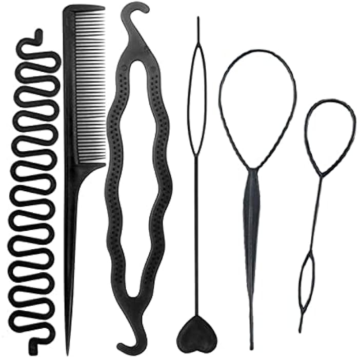 OnePlus PSADKID Hair Braiding Tools Hair Loop Styling Tools French Braiding Tools Hair Pull-Through Tools DIY Hair Styling Tools Hair Braiding Tools for Women and Girls (Pack of 6 ) - Image 1